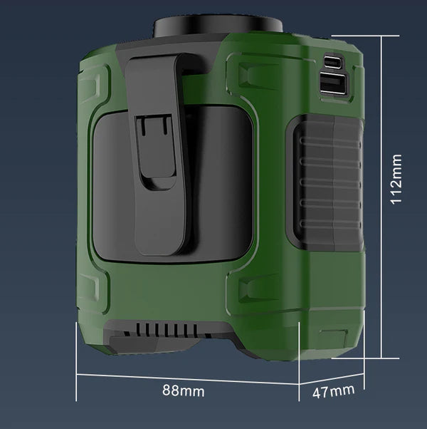 Waist Fan - Portable Neck Fan with 10000mAh Battery, 24-Hour Runtime, LED SOS Light, 3 Speeds, 15500RPM Strong Airflow - Ideal Belt Clip Fan for Jobsite, Farming, Fishing