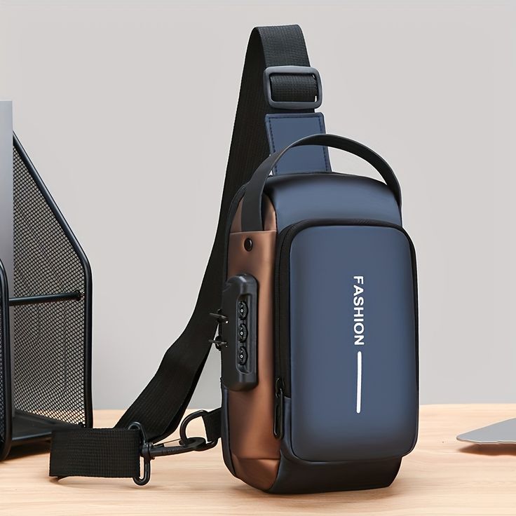 Fashion Men Sling Bag Pack with Lock Waterproof -Theft Chest Bag with USB Charging Port Shoulder Bag Body Backpack