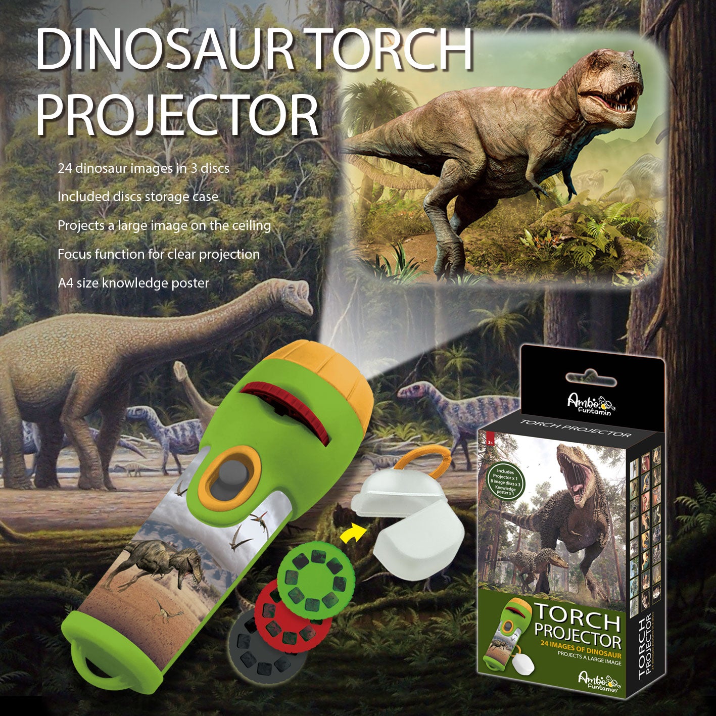 🦖 Dinosaur Projector Flashlight, Portable Dinosaur Projector Flashlight, The Best Christmas Gift