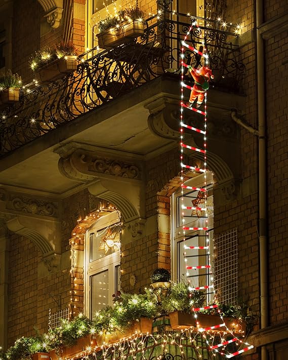 LED Ladder Light for Santa Claus Home Christmas Decor String Lamp Indoor Outdoor Window Garden Xmas Tree Hanging Strip Light