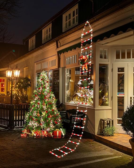 LED Ladder Light for Santa Claus Home Christmas Decor String Lamp Indoor Outdoor Window Garden Xmas Tree Hanging Strip Light