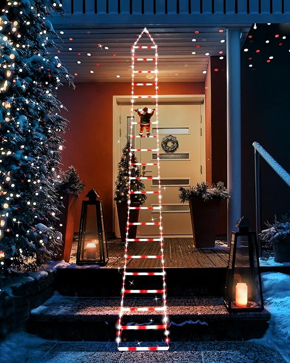 LED Ladder Light for Santa Claus Home Christmas Decor String Lamp Indoor Outdoor Window Garden Xmas Tree Hanging Strip Light