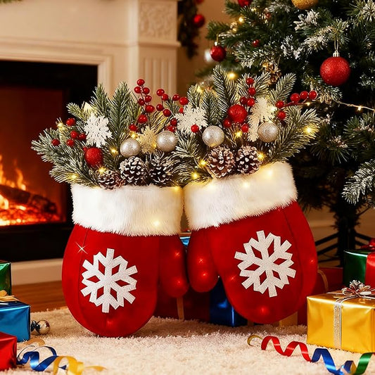 Twinkling Christmas Mitten Wreath with 120 LED Lights💐✨-🎄Hot Sale-60% OFF🥊
