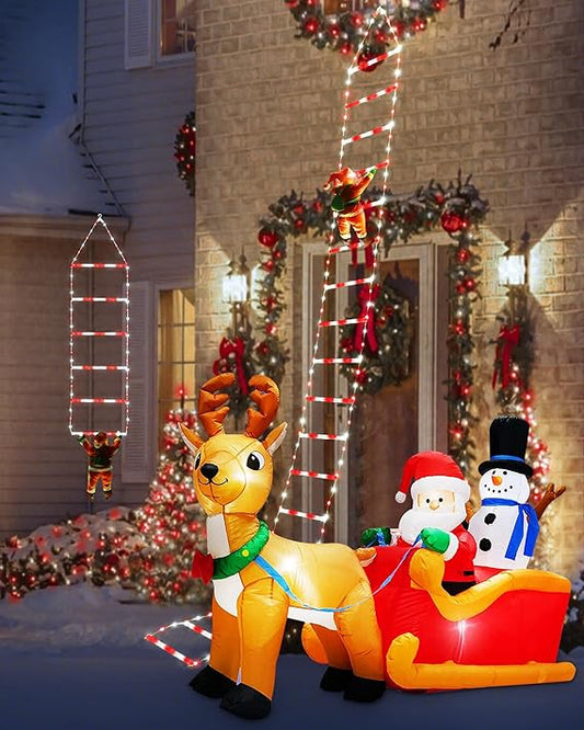 LED Ladder Light for Santa Claus Home Christmas Decor String Lamp Indoor Outdoor Window Garden Xmas Tree Hanging Strip Light