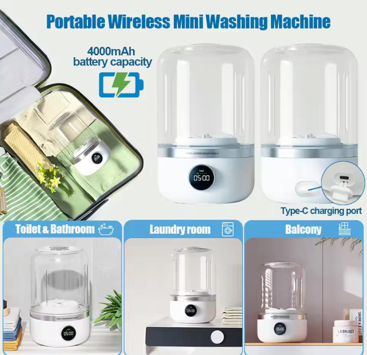 Portable Cordless Washing Machine,USB Rechargeable, Mini Washer for /Underwear/Socks/Baby Clothes Home Travel Laundry Bucket