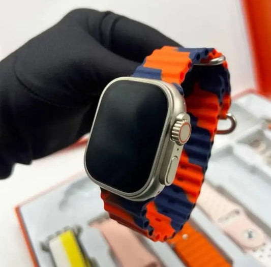 Ultra 7 in 1 Straps 2.1 Inch HD Screen & Bluetooth Calling Smart Watch With 7 Different Straps Kit-Wireless Charging