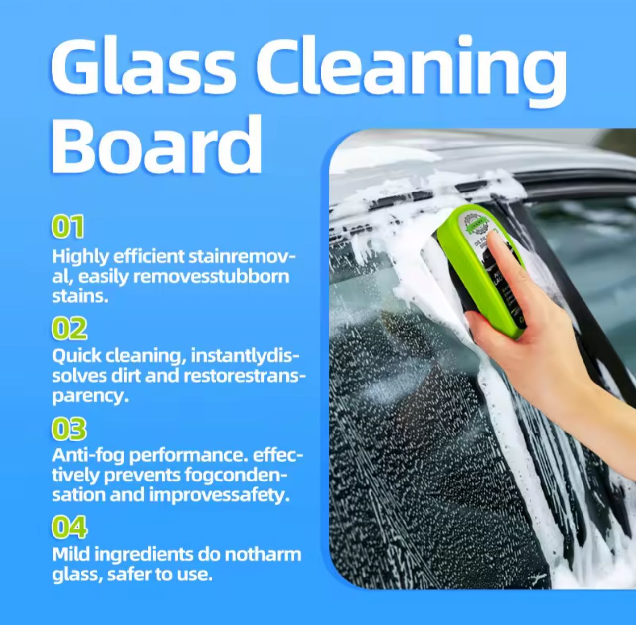 Car Glass Oil Film Remover Automotive Glass Sponge Cleaning Brush Front Inner Windshield Glass Oil Film Cleaner For Car Cleaning