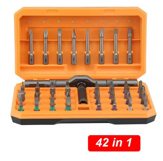 42 in 1 Magnetic Screwdriver Kit DIY Ratchet Screwdriver Set with T Handle Multi-Bit Drive Portable Repair Tool Kit