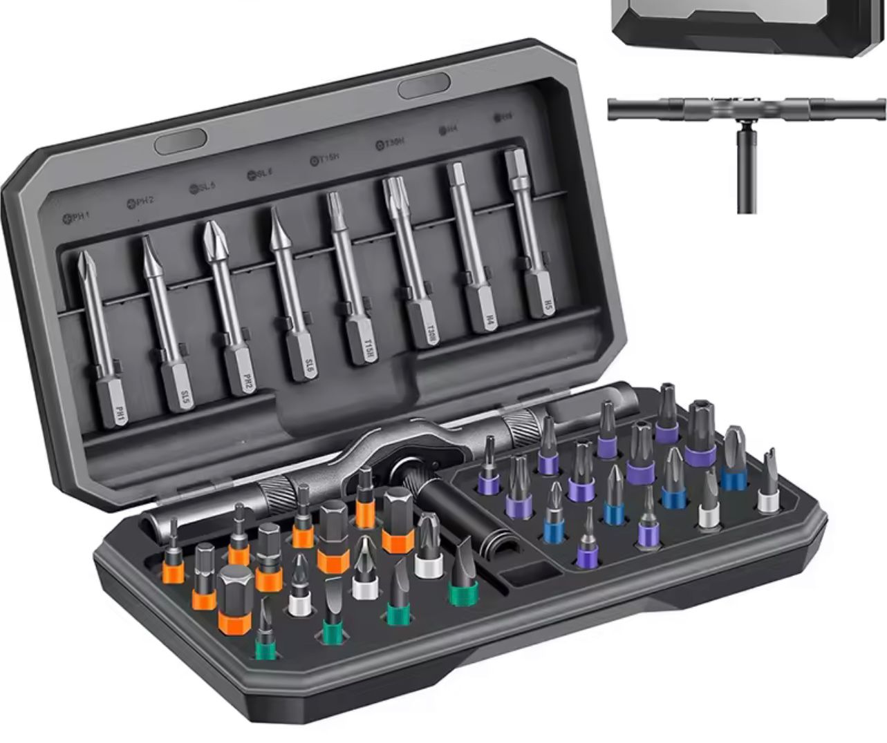 42 in 1 Magnetic Screwdriver Kit DIY Ratchet Screwdriver Set with T Handle Multi-Bit Drive Portable Repair Tool Kit