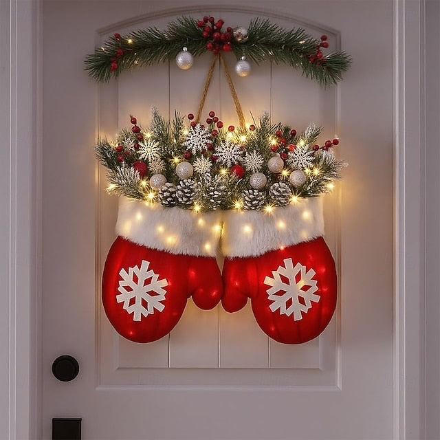 Twinkling Christmas Mitten Wreath with 120 LED Lights💐✨-🎄Hot Sale-60% OFF🥊