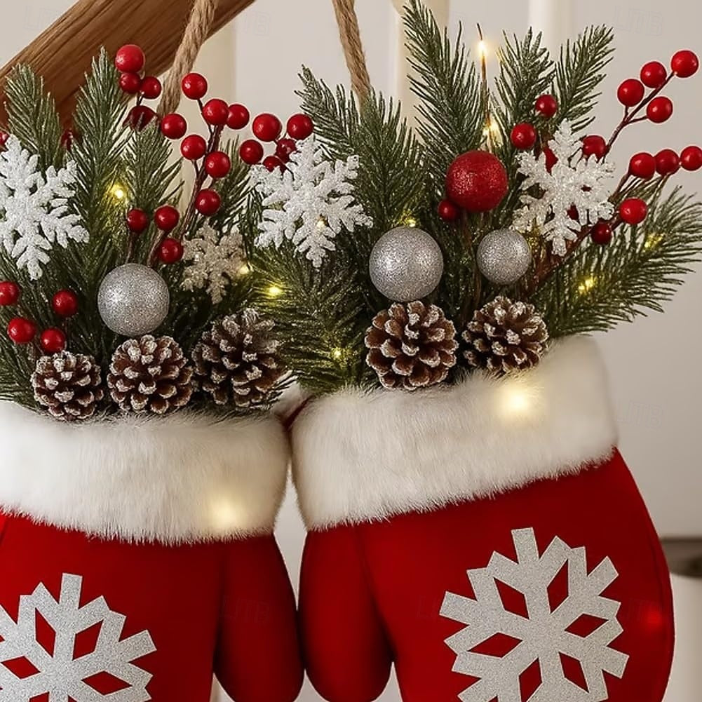 Twinkling Christmas Mitten Wreath with 120 LED Lights💐✨-🎄Hot Sale-60% OFF🥊
